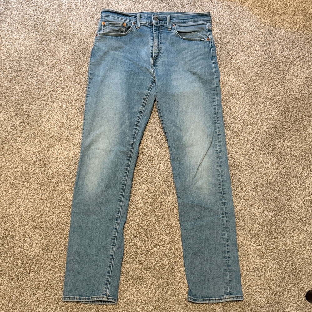 Levis 502 Jeans Mens 32x34 Blue Stretch Tapered Leg Premium Denim Classic Fit